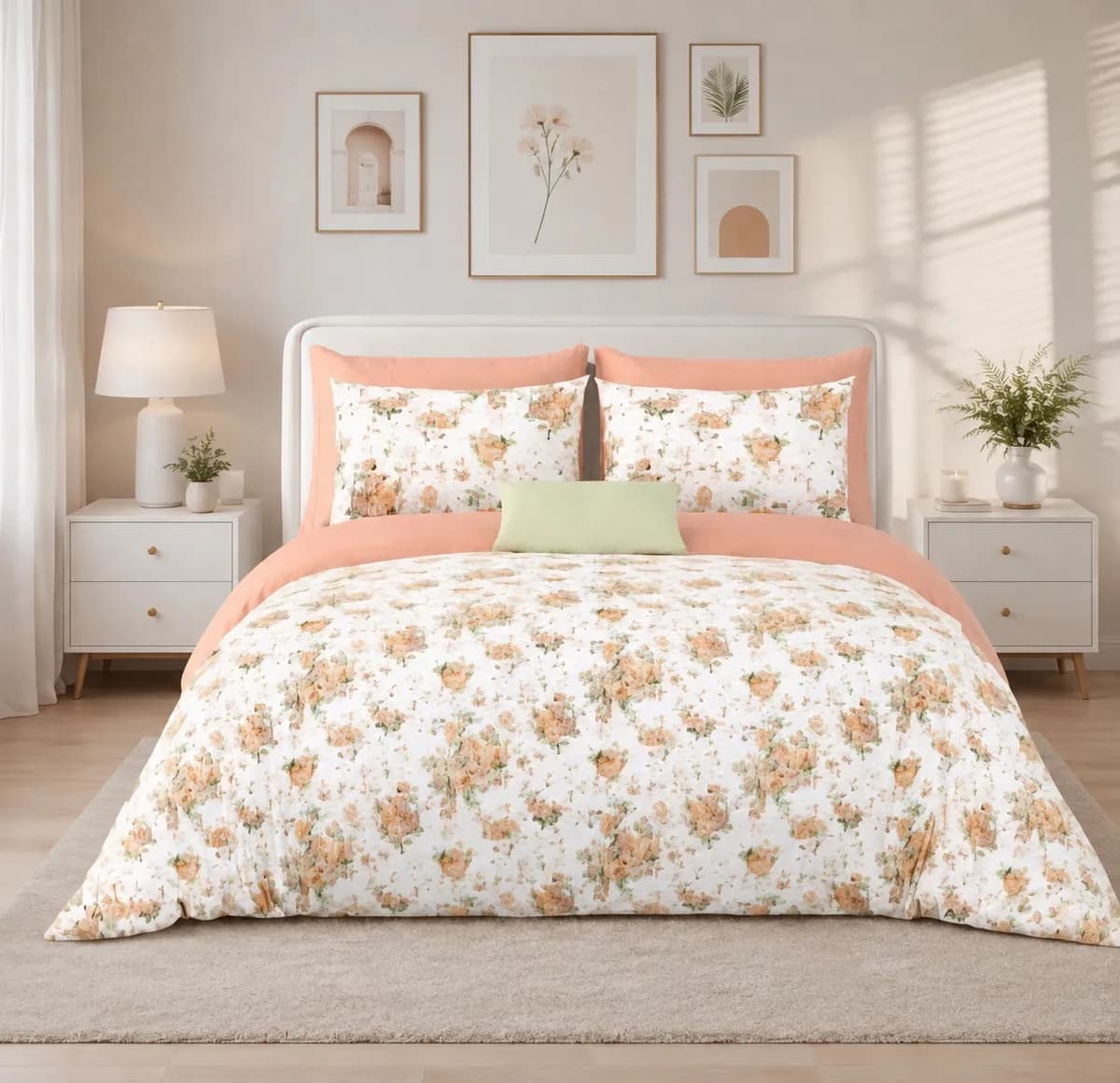 Petals Double Bedsheet - Peach Blossom