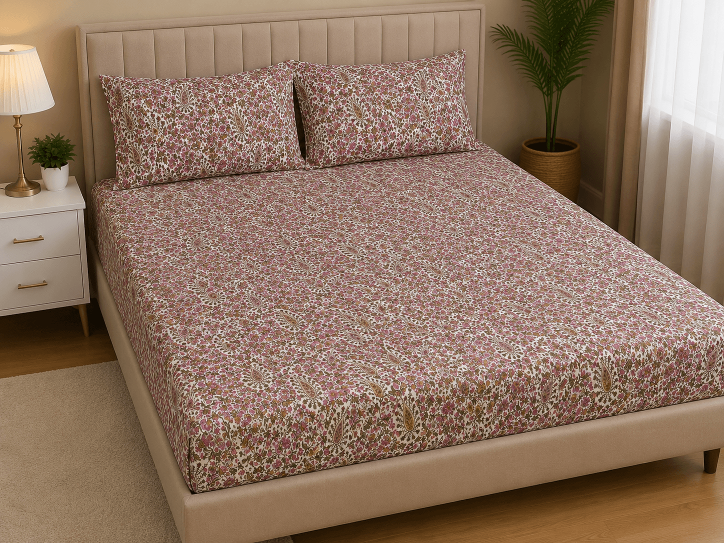 Diwan Bedsheet (70*100) - Pink Floral