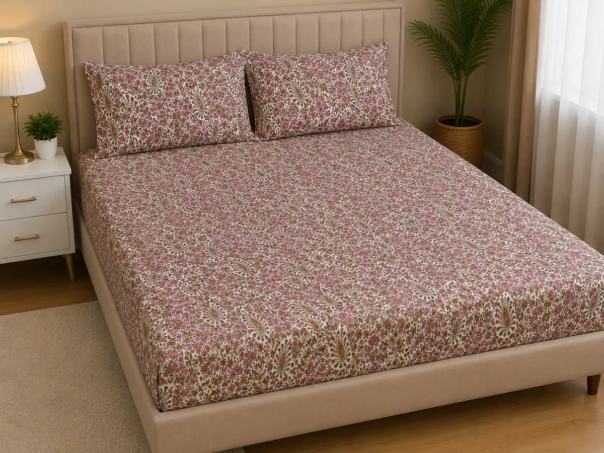 Diwan Bedsheet (70*100) - Pink Floral