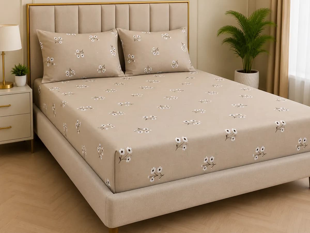 Petals Double Bedsheet - Creamy Floral