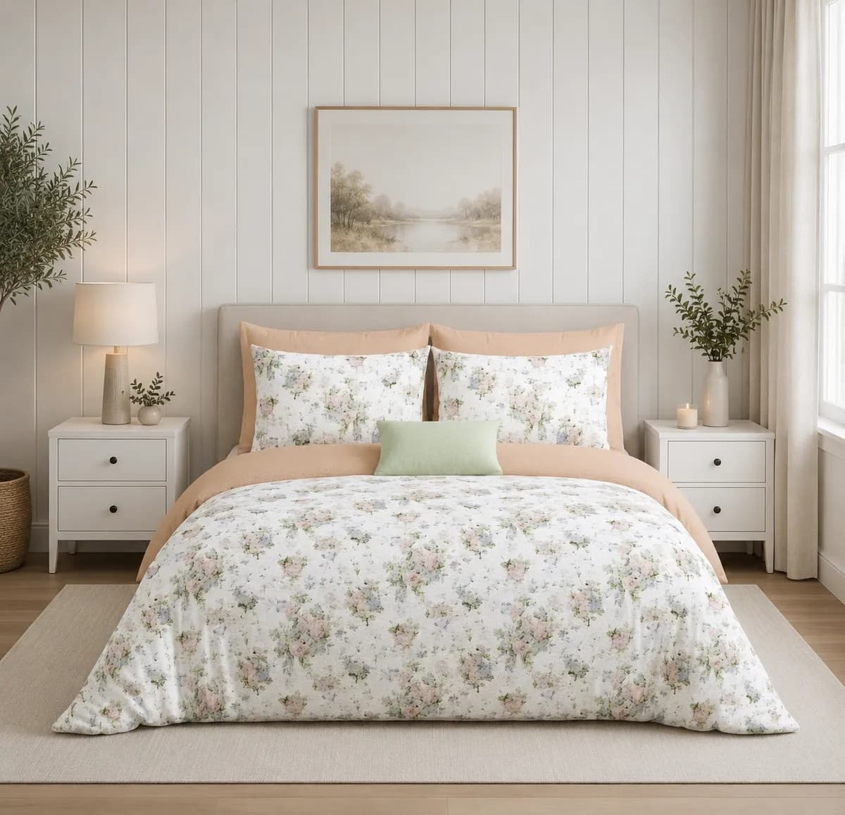 Petals Double Bedsheet - Rose Mist