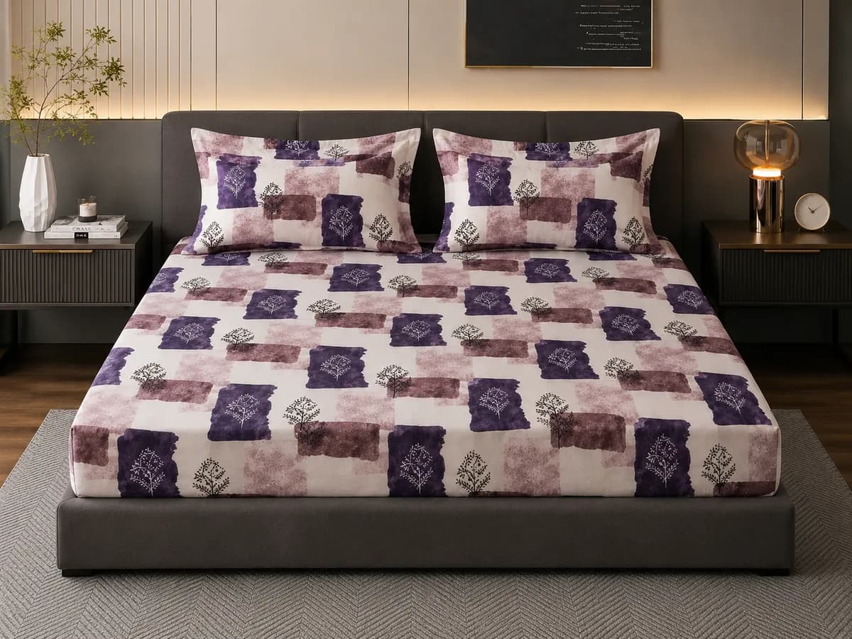 Fitted Bedsheet Set - Purple Mosaic